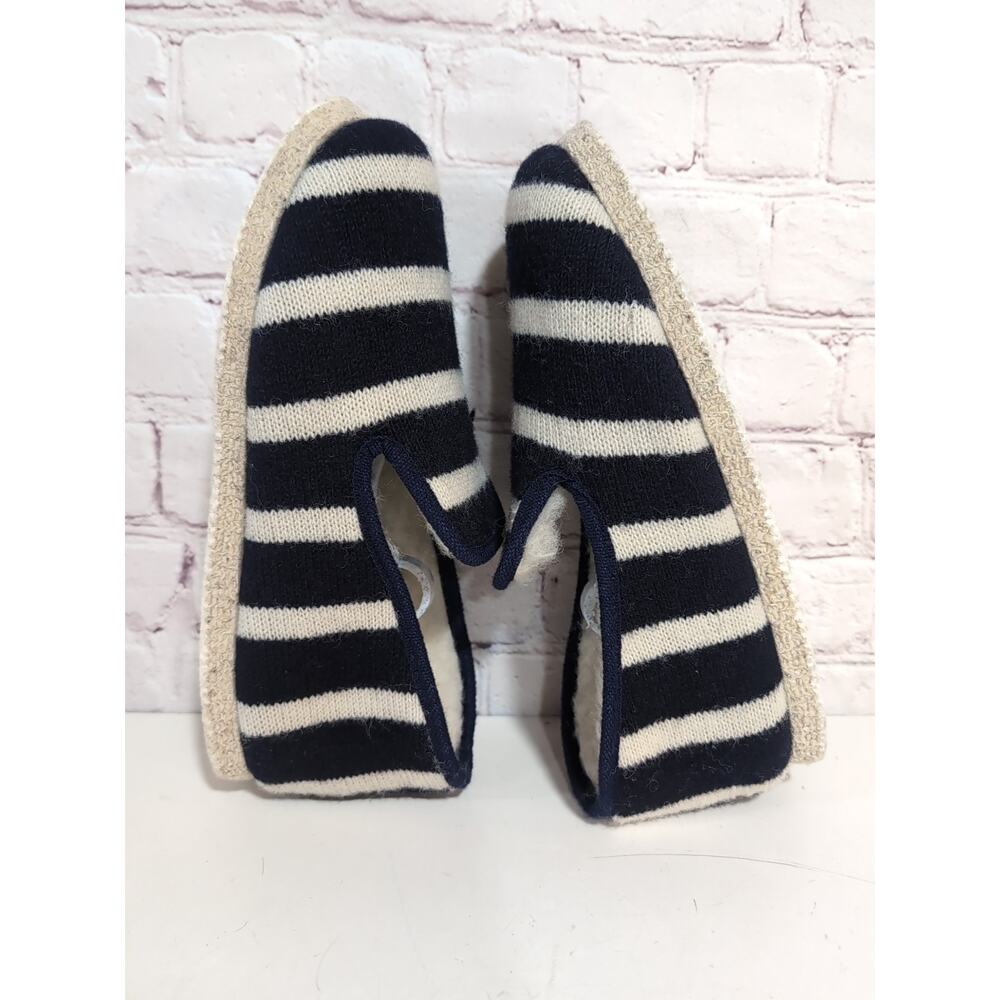 ARMOR-LUX Wool Slippers 38 US 7-8 Womens Natural Navy Stripe Indoor Outdoor - Picture 4 of 10